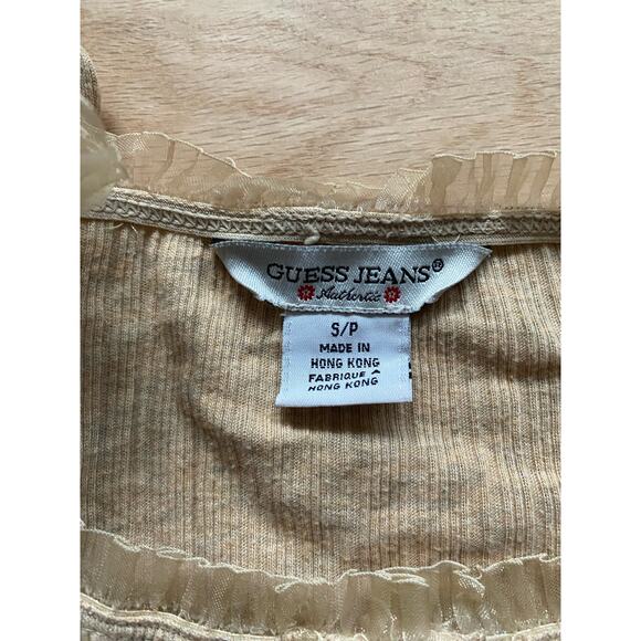 Vintage Guess Jeans Authentic Cream Women's Top with Lace Detail - Picture 5 of 10